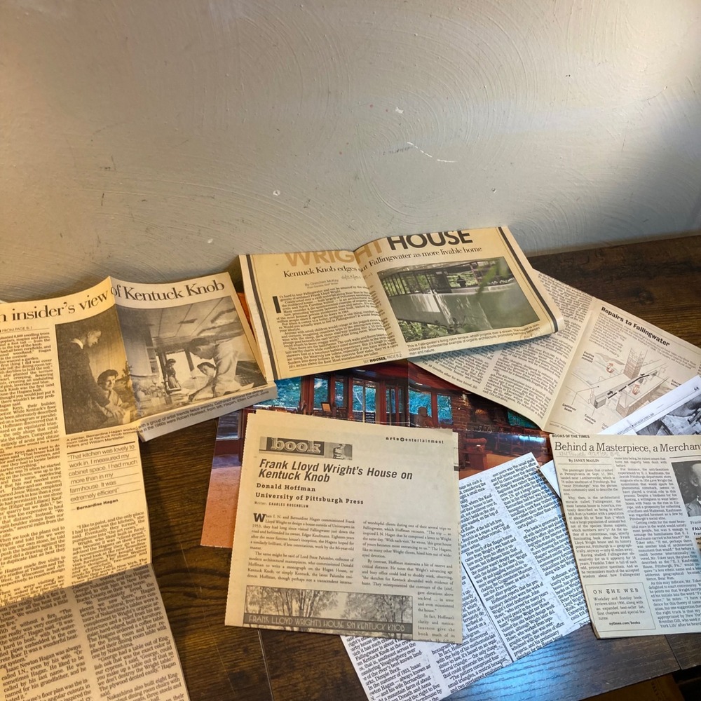 Frank Lloyd Wright Fallingwater Kentuck Knob Ephemera Newspaper Clippings Lot